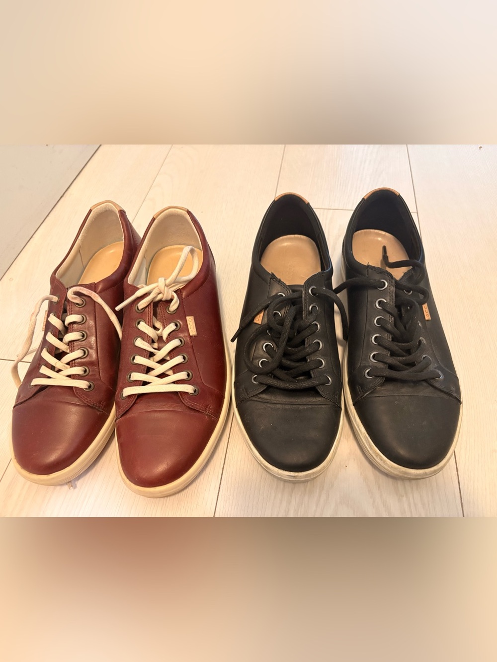Size 9 ladies  Casual Leather Sneakers - Black and Burgundy
